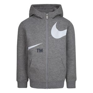 Nike Boys Swoosh Full Zip Hoodie (Little Kids) Dark Grey 4 Little Kid